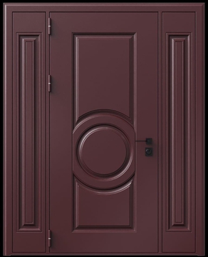 Входная термодверь с металлофиленкой, вставками по бокам и порошковым окрашиванием RAL 3007 (тип №1)